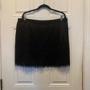 Black Fringe Mini Skirt, Size 1X, never worn